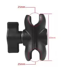 Soporte de montaje RAM. Compatible con soporte de brazo de doble enchufe de bola de 1 pulgada y 25mm para abrazadera de cámara de acción de motocicleta