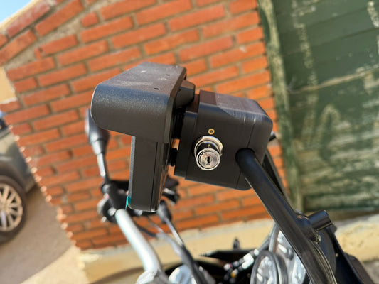 SOPORTE CARPURIDE EXTRAÍBLE con LLAVE para BARRA de moto GPS, Carplay, Smartphone, etc...